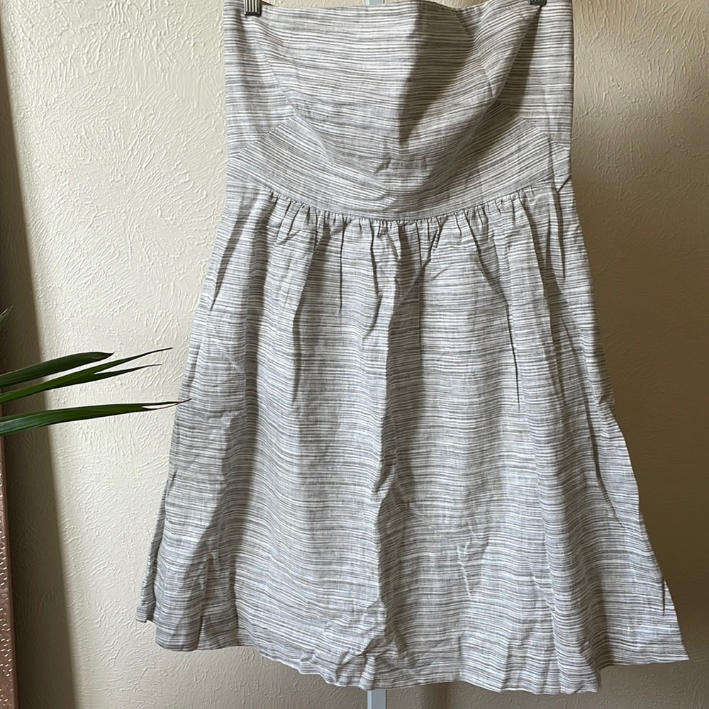 Banana Republic gray linen blend strapless dress